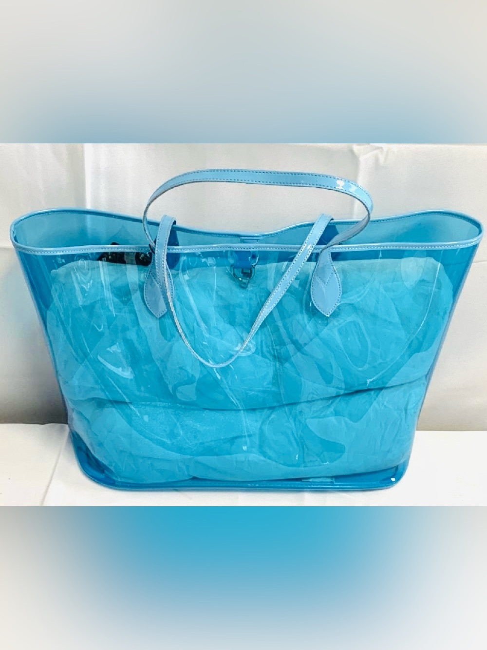 SORIAL CLEAR BLUE SPLASH TOTE SHOULDER BAG: YOUR SUMMER BEACH & POOL COMPANION